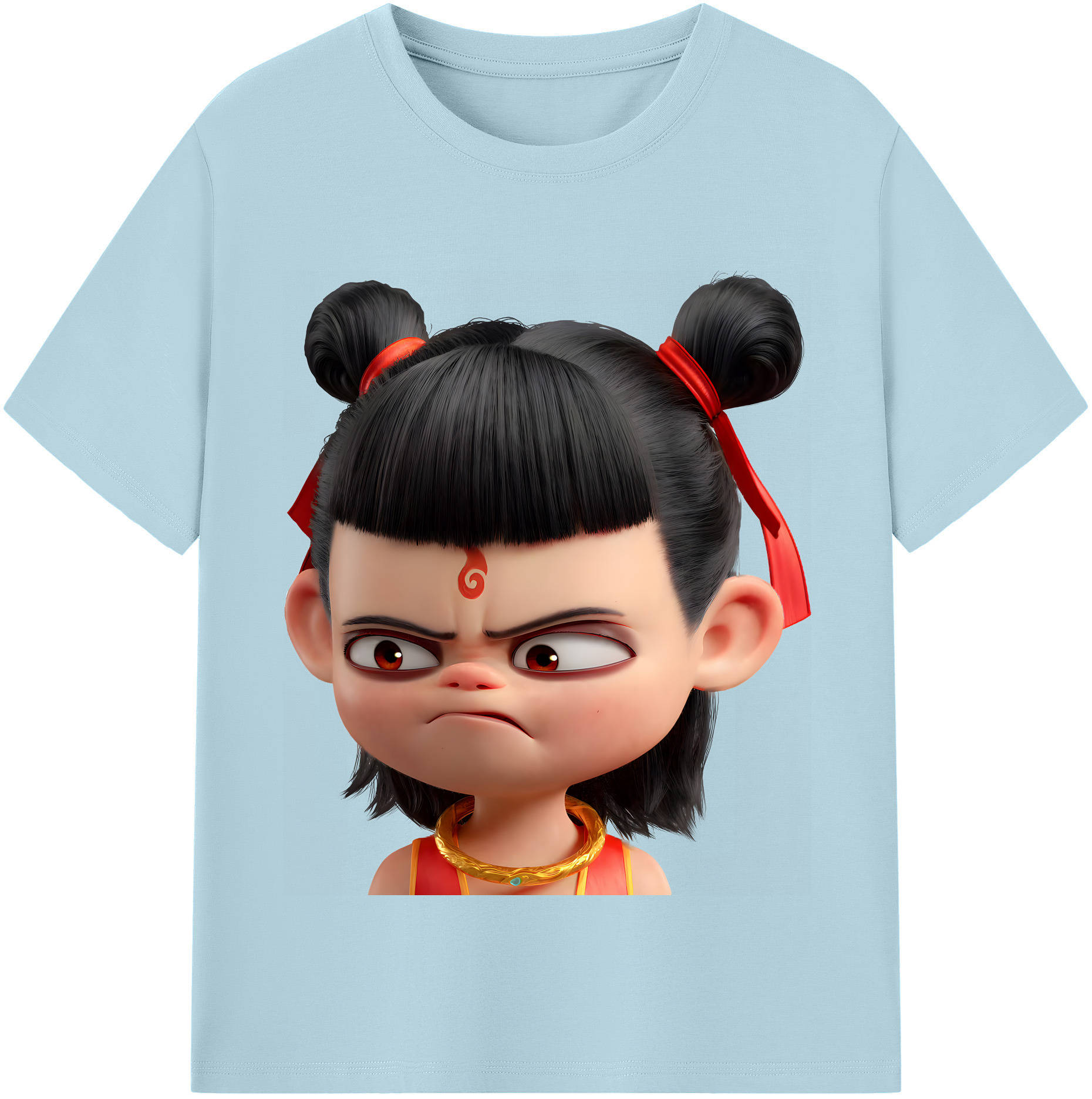 （画像用） Ne Zha 2 ナタ 魔童の大暴れ 綿100％半袖Tシャツ（フロントプリント）